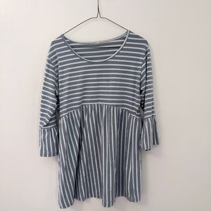 Blue and White Maternity Top